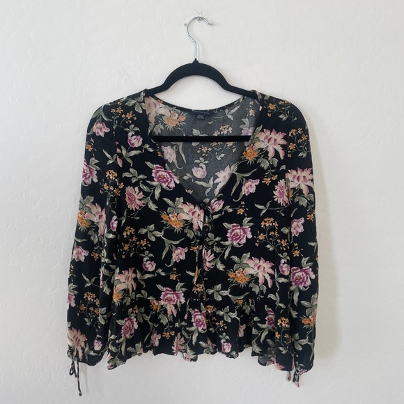 Peplum Tie Hipster Hippie Artsy Chic Boho Bohemian Trendy Artsy Party Blouse - Picture 3 of 7